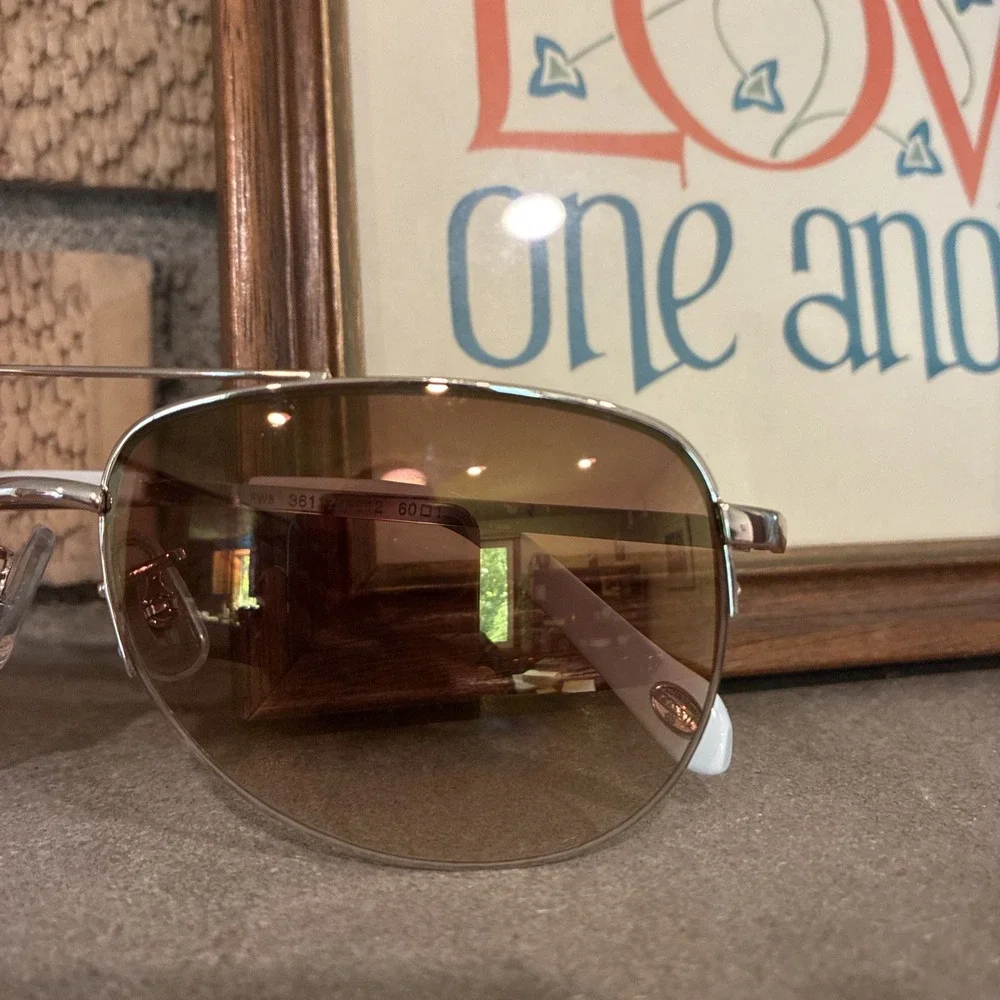 Fossil Aviator Sunglasses Gold MS38017  Polarized PreOwned NoScratches unisex